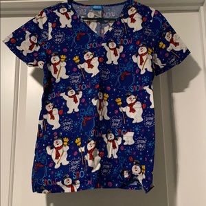 Frosty the snowman scrub top